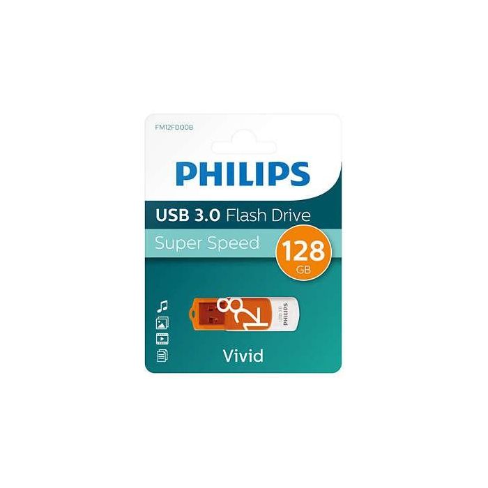 Philips FM12FD00B USB 3.0 128GB Vivid Edition Sunrise Orange Girar Naranja Blanco 1