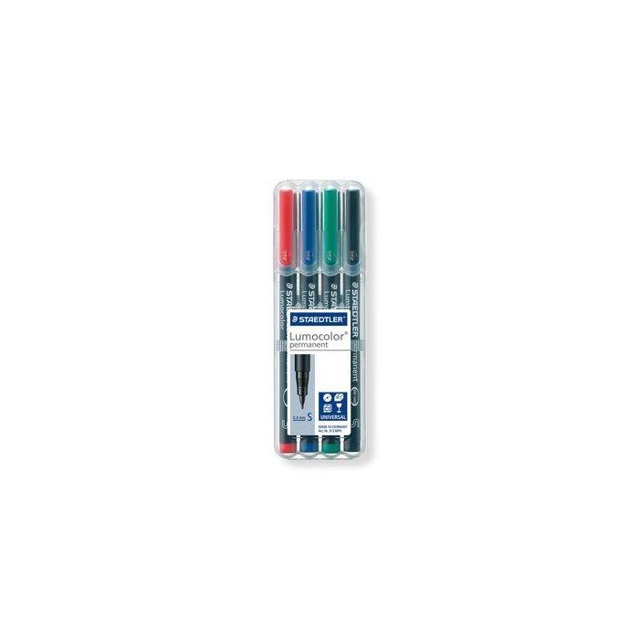 Staedtler Lumocolor 313 WP4 Estuche 4 Marcadores Permanentes Punta Superfina 0,4mm Surtidos 1