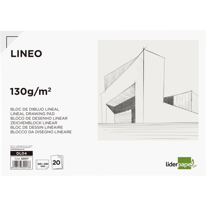 Liderpapel Bloc Dibujo Lineal 230x325mm 20 Hojas 130 gr/m2 Con Recuadro 1