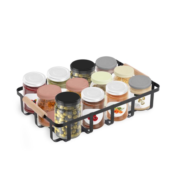 Cesta Organizadora Negro y Madera 36x24.3x8 cm - Confortime (6 Unidades) 4 Cesta Organizadora Negro y Madera 36x24.3x8 cm - Confortime (6 Unidades) 4