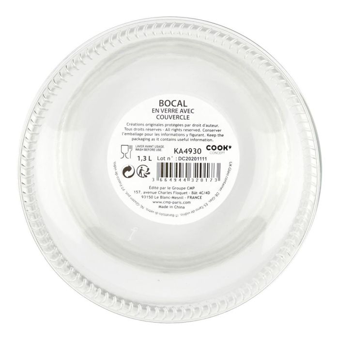 Cook Concept Bote Cristal 1,3 L Conserva Alimentos con Tapa y Asa 3