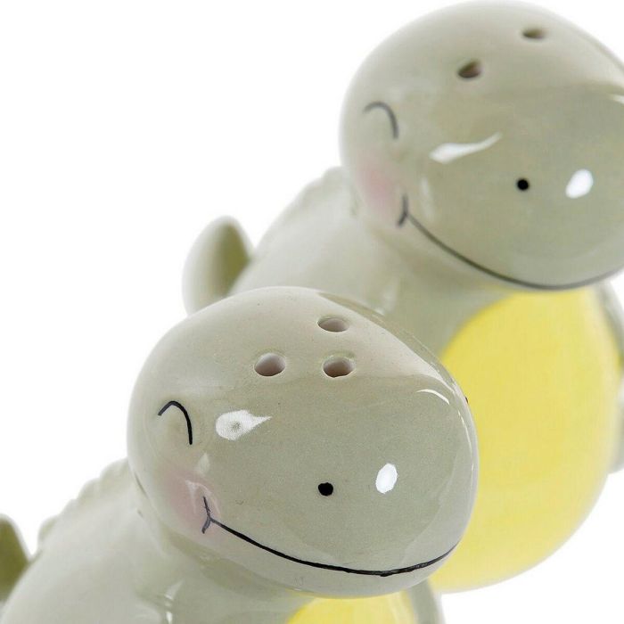 DKD Home Decor Salero Infantil Dinosaurio Set de 2 de Dolomite Verde 7 x 7.7 x 6.6 cm Apto Microondas 2