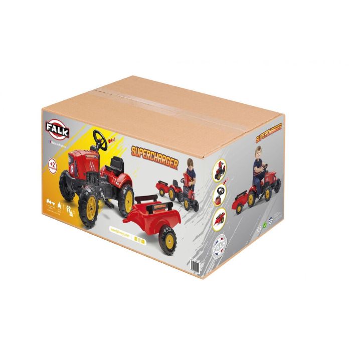 Falk Tractor de pedal Supercharger rojo con capó de apertura y remolque, juguete infantil para 2-5 años 1 Falk Tractor de pedal Supercharger rojo con capó de apertura y remolque, juguete infantil para 2-5 años 1