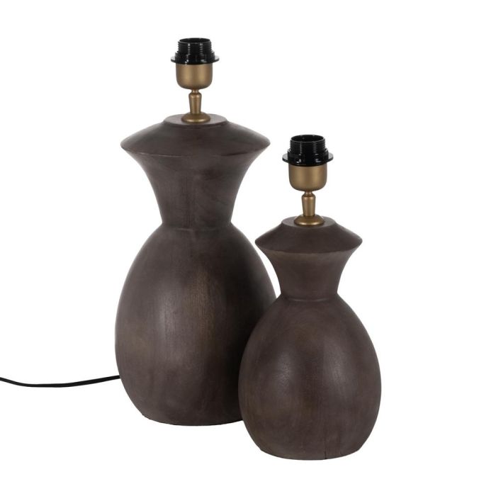 Base Lámpara Mesa Marrón Madera de Mango 19 X 19 X 34 cm