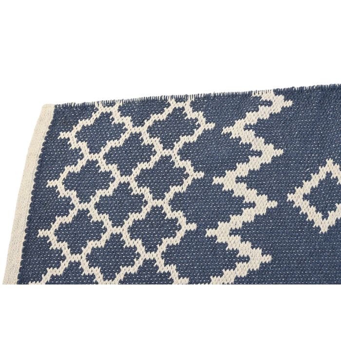 DKD Home Decor Alfombra Árabe Azul Blanco Poliéster Algodón 180 x 120 cm 1