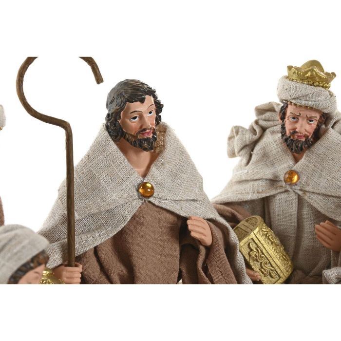 DKD Home Decor Nacimiento de Navidad Tradicional en Poliester y Resina, Figuras Decorativas Beige Marrón, 40x24x23.5 cm
