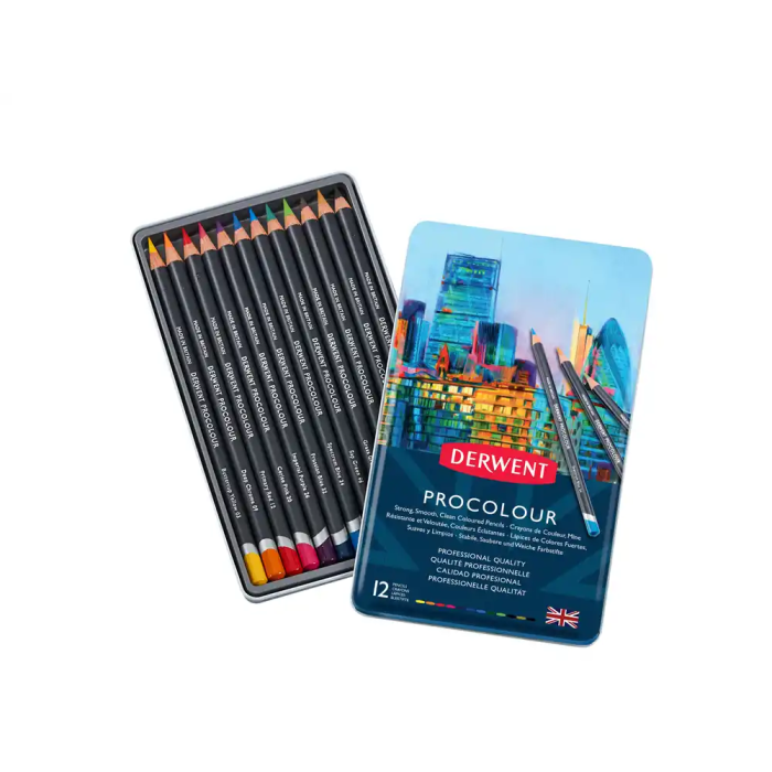 Derwent Lápices de Colores Procolour Caja Metálica 12 Unidades Colores Surtidos 2
