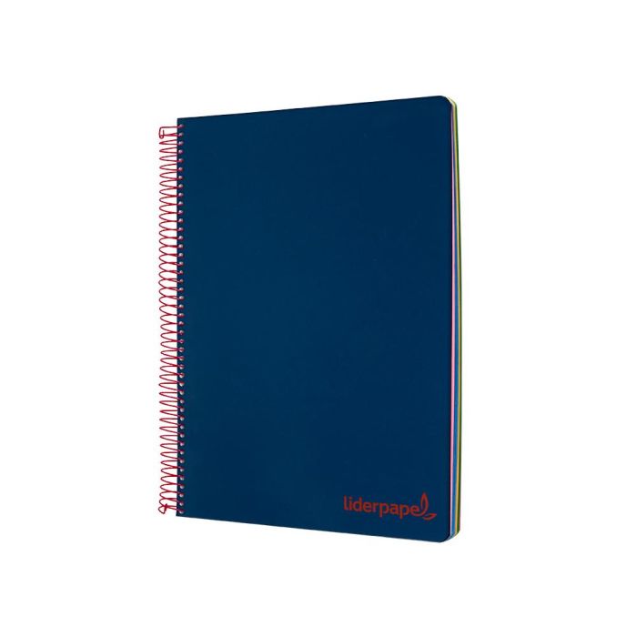 Cuaderno Espiral Liderpapel A4 Micro Wonder Tapa Plastico 120H 90 gr Cuadro 5 mm 5 Banda4 Taladros Color Azul Marino 2