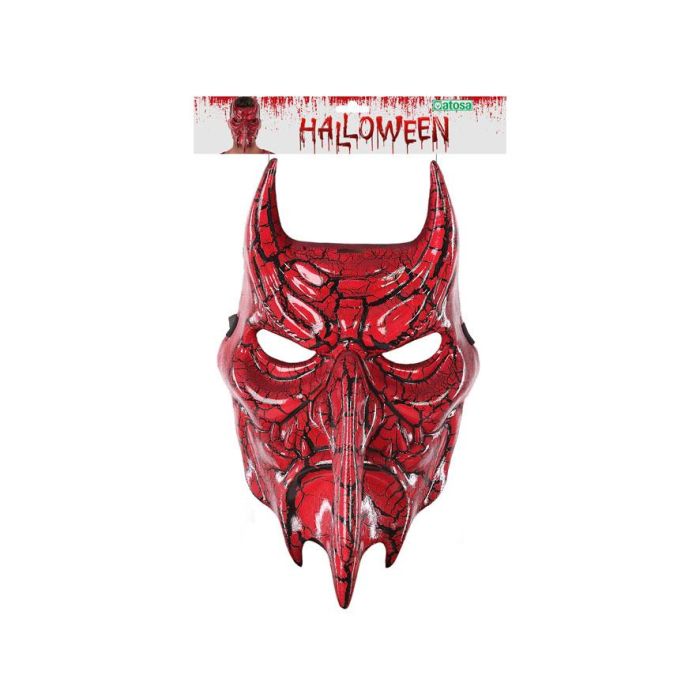 Máscara Halloween Demonio Rojo Pvc Rígido 1