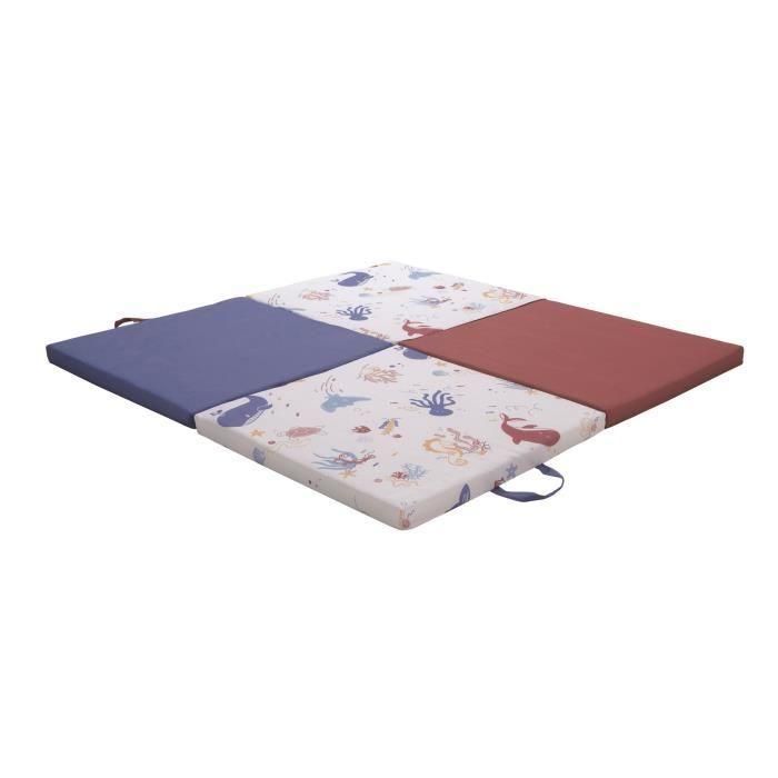Tineo Alfombra inteligente Tesoros del océano 3 en 1 Evolutiva – Colchoneta de juego, colchón y puf – 120x120 cm