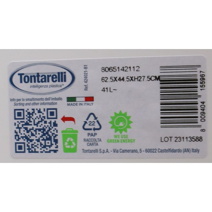 Tontarelli Cesta Ropa C/Asas 45L Cover Line Blanco 62.5x44.5x27.5 cm (12 Unidades)