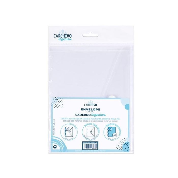 Carchivo Sobre Ingeniox A5 Extraíble Cierre C-Velcro Polipropileno Transparente Carchivo Sobre Ingeniox A5 Extraíble Cierre C-Velcro Polipropileno Transparente
