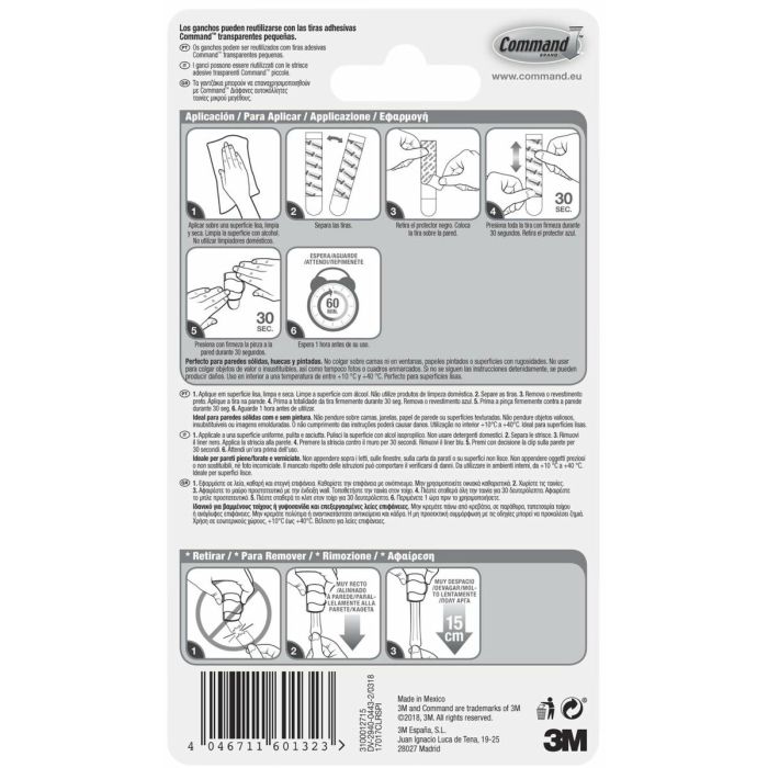 Gancho para colgar 3M Transparente Plástico (8 Unidades) 1 Gancho para colgar 3M Transparente Plástico (8 Unidades) 1