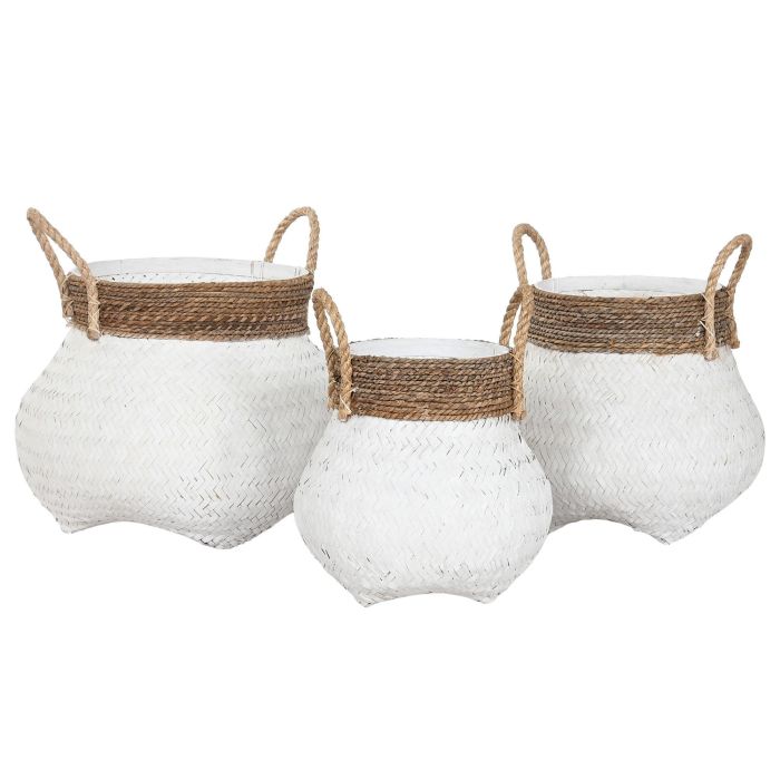 Cesta Item Home DKD Home Decor Blanco Natural 55 x 54 x 55 cm Set de 3 2 Cesta Item Home DKD Home Decor Blanco Natural 55 x 54 x 55 cm Set de 3 2