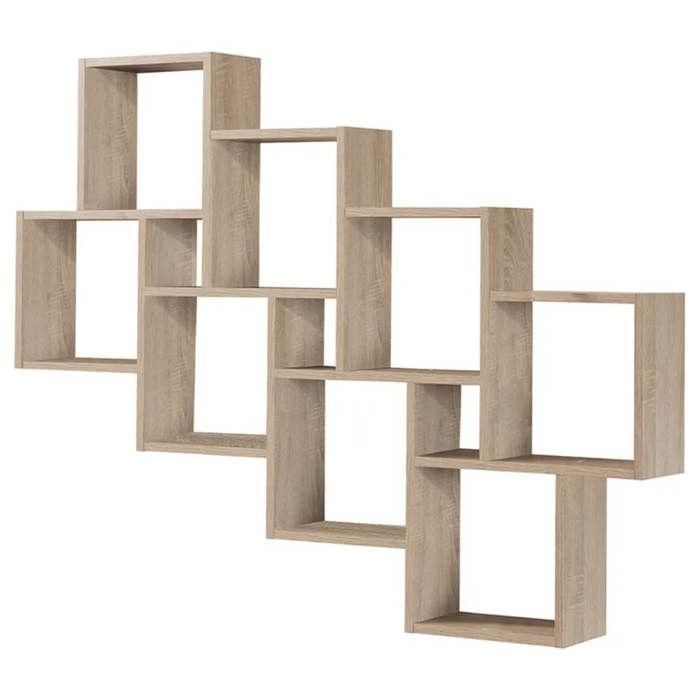 Estante de pared LAURIO 3 - Decoración en roble - L94,5 x H120,8 x P15,7 cm - Hecho en Alemania Estante de pared LAURIO 3 - Decoración en roble - L94,5 x H120,8 x P15,7 cm - Hecho en Alemania