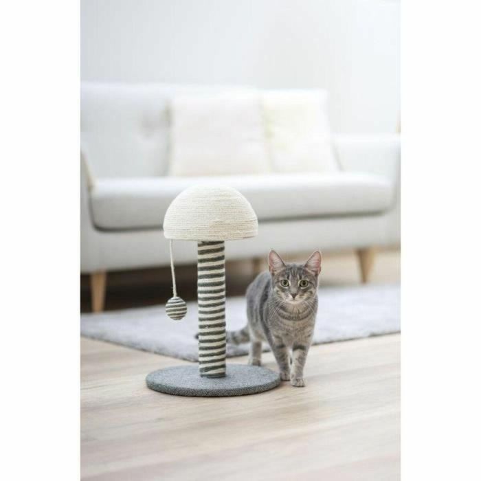 Kerbl KER4018653992289 Rascador para Gatos, Modelo Tronco FUNGHI, Sisal, 42 cm de Altura, Gris/Blanco, Base Ø 30 cm 1