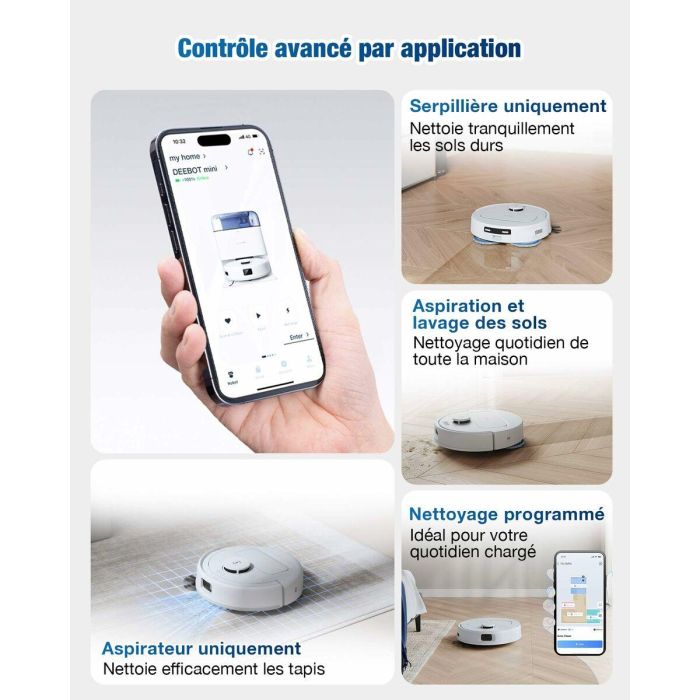 Ecovacs DEEBOT MINI Aspiradora Robot 9.000 Pa ZeroTangle 2.0 TrueMapping 2.0 Secado a 45° Vaciado Automático AAAVA47411 1