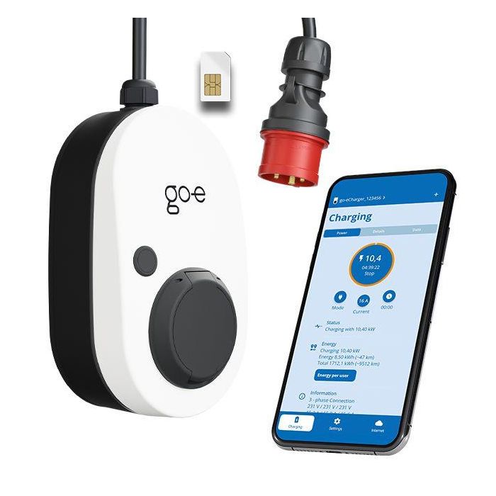 go-e Charger Gemini flex 2.0 11 kW Wallbox inteligente para coche eléctrico con conectividad móvil y Wi-Fi 5
