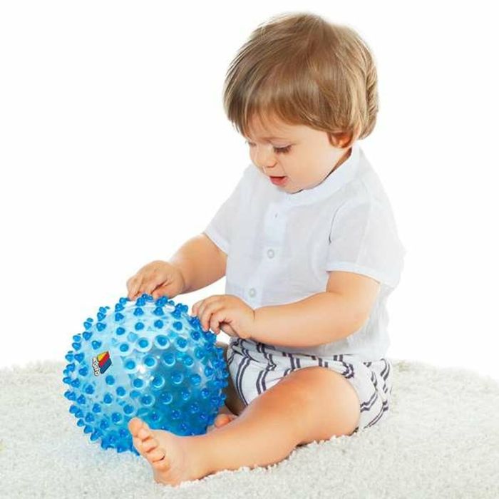 Bola sensorial 20 cm azul. con colores y textura suave para la diversión y aprendizaje de los bebes. 2