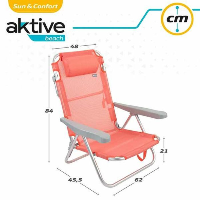 Silla playa plegable aluminio 5 posiciones flamingo 48x46x84 cm con cojin y asa. 2 Silla playa plegable aluminio 5 posiciones flamingo 48x46x84 cm con cojin y asa. 2