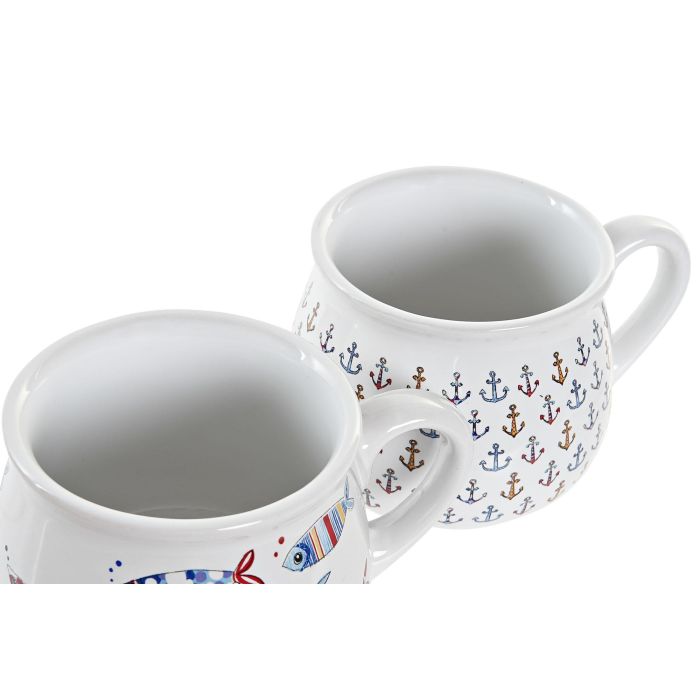 DKD Home Decor Mug Mediterraneo Costa Gres 330 ml Apto Microondas Horno Lavavajillas Multicolor Diseño Surtido 13x10x8 cm 6 Unidades 2