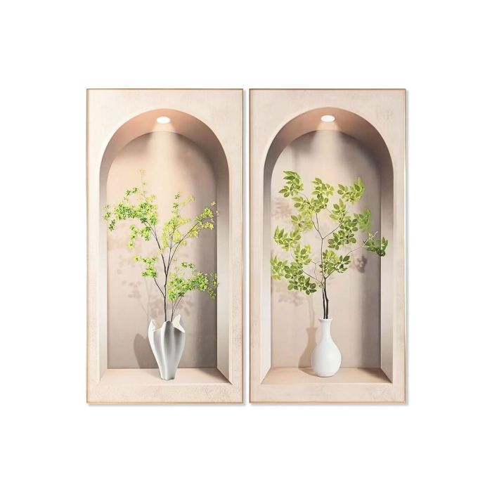 DKD Home Decor Set de 2 Cuadros Scandi con Jarrón Beige Verde Blanco 160x80x3.5 cm para Decoración de Pared en Aluminio y MDF 0 DKD Home Decor Set de 2 Cuadros Scandi con Jarrón Beige Verde Blanco 160x80x3.5 cm para Decoración de Pared en Aluminio y MDF 0
