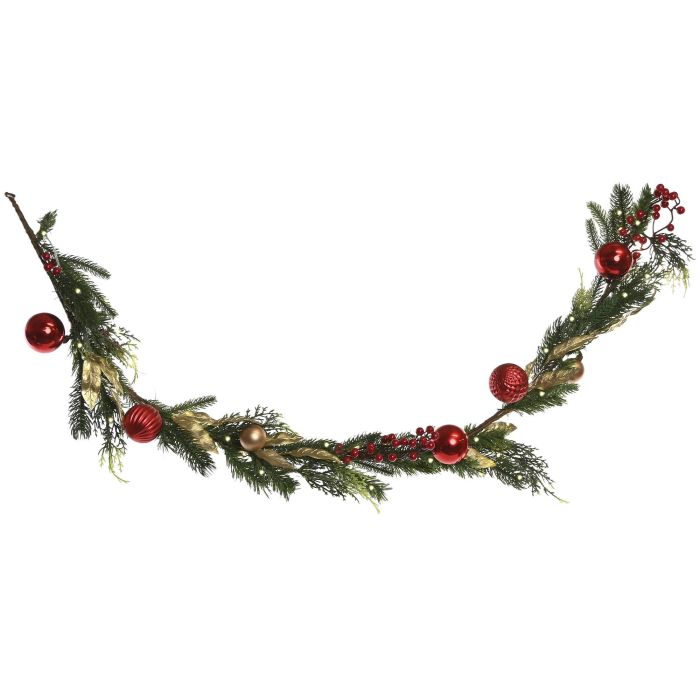 Guirnalda Navidad Tradicional DKD Home Decor Verde Rojo 7 x 150 x 14 cm (2 Unidades) 1