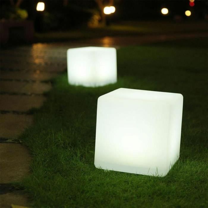 Lumisky LUM3760119739495 Cubo solar luminoso CASY H30 cm Taburete mesa centro LED blanco multicolor 1