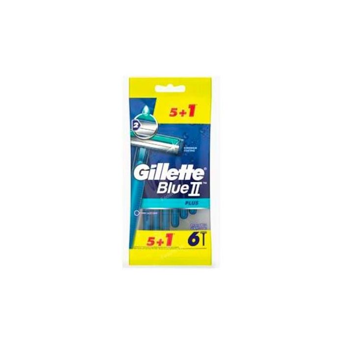 Gillette Blue2 Maquinilla Desechable Fija 5+1Ud con Banda Lubricante y Hojas Gemelas para Deslizamiento Fácil
