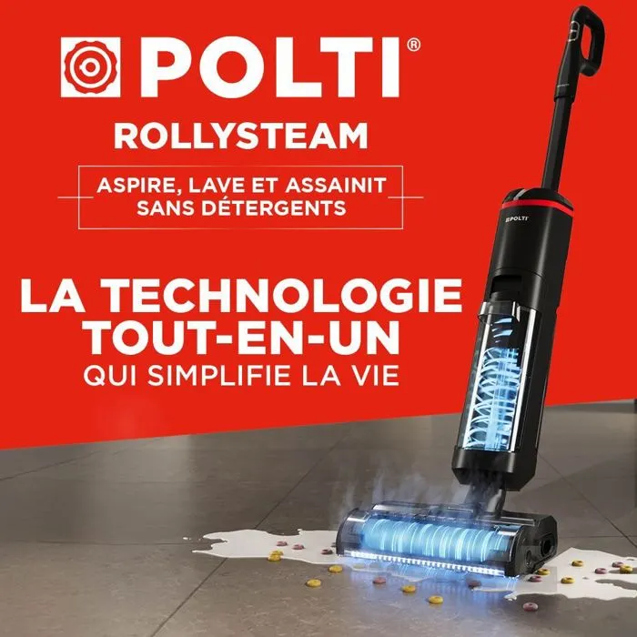 Polti RollySteam WD40C Aspiradora Mopa a Vapor Inalámbrica - 14000 Pa - Negro 1