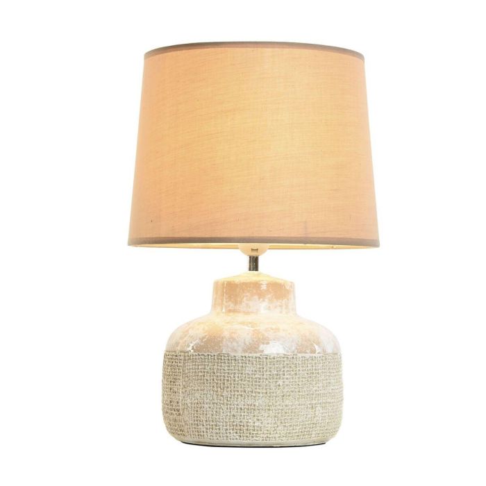 DKD Home Decor Lámpara de Sobremesa Moderna Marrón Beige de Gres y Poliéster, E27, 50W, 30x44x30 cm 1