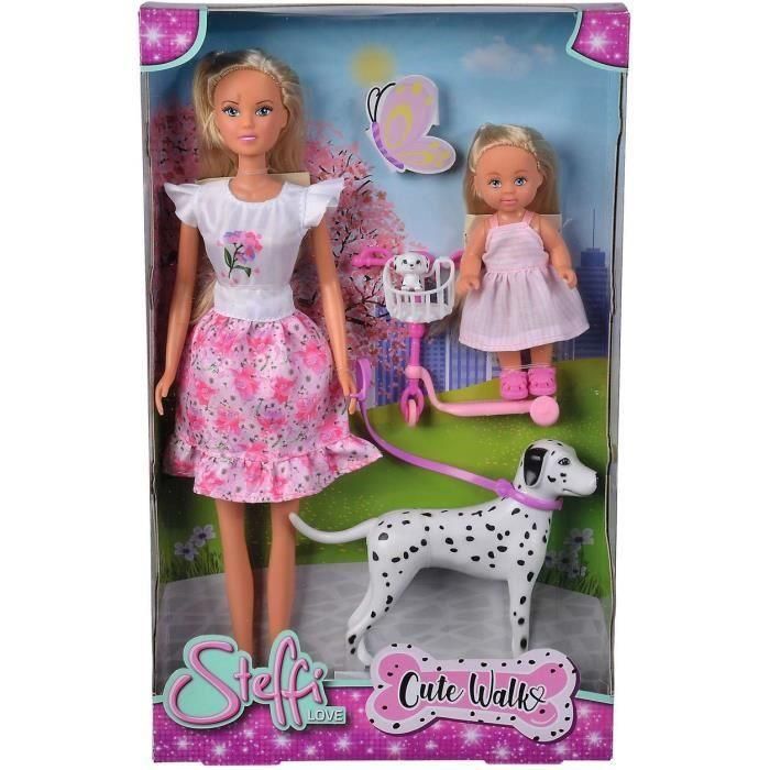 Steffi Love Muñeca Dálmata + Evi Love - 2 muñecas de 29 y 12 cm - 2 figuras Dálmatas - Patinete Evi - Edad 3 3 Steffi Love Muñeca Dálmata + Evi Love - 2 muñecas de 29 y 12 cm - 2 figuras Dálmatas - Patinete Evi - Edad 3 3