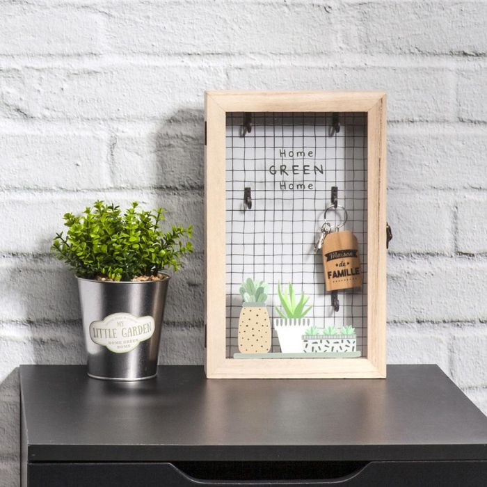 Home Deco Factory Good Deal Caja Llaves Madera con 6 Ganchos y Tapa de Cristal 19,5x5x30 cm 5