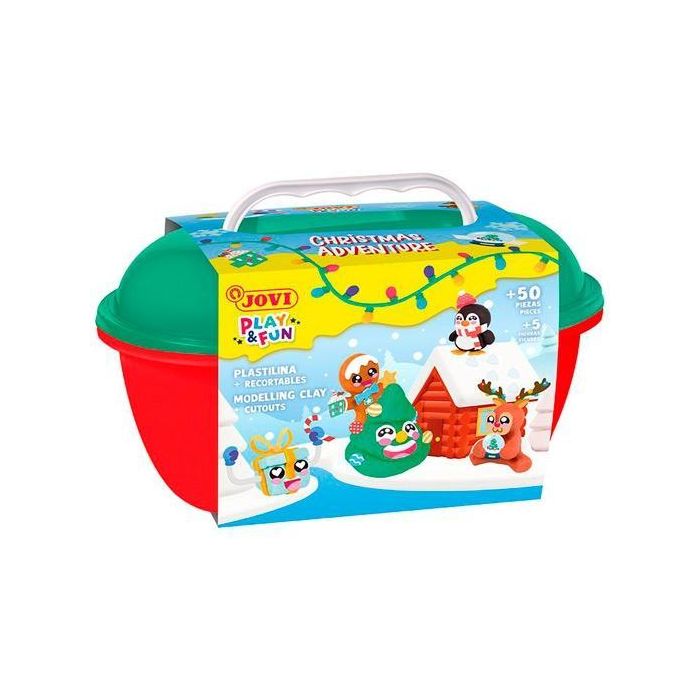 Jovi Cofre Plastilina Play&Fun Edición Navidad 24 Pastillas 15g + Moldeadores + Recortables