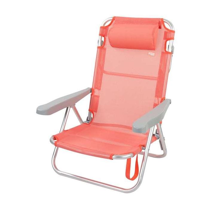 Silla playa plegable aluminio 5 posiciones flamingo 48x46x84 cm con cojin y asa. Silla playa plegable aluminio 5 posiciones flamingo 48x46x84 cm con cojin y asa.