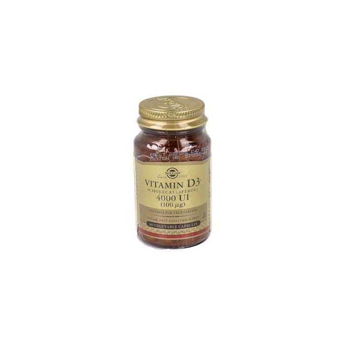 Solgar Vitamina D3 4000 UI (100 mcg) Cápsulas Vegetales 60 unidades, Apoyo Inmunitario y Huesos Fuertes, Sin Gluten, Sin Lactosa, Vegetariano