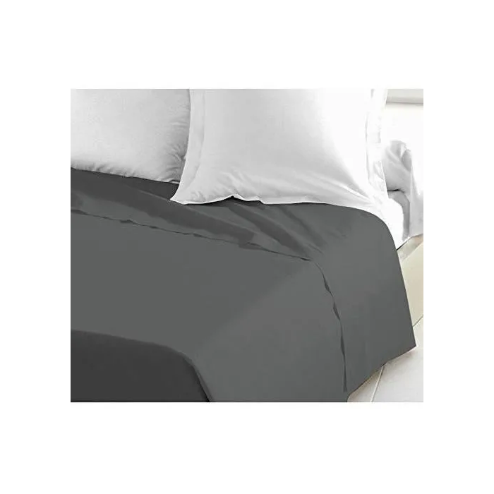 Lovely Home Sábana Plana 100% Algodón 240x300 cm Gris Oscuro 2