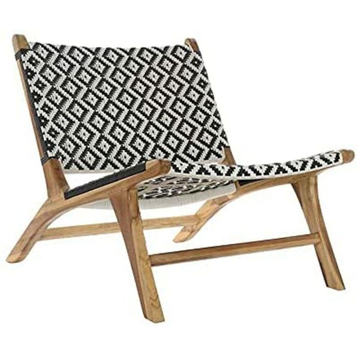 Silla de Jardín DKD Home Decor Blanco Negro Natural PVC Teca 65 x 80 x 68 cm 1