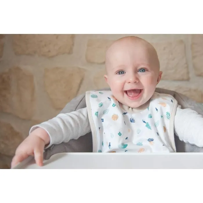 Beaba Set de Nacimiento Completo: Goteo Árbol Gris, Dosificador Leche, Cepillo Silicona y Babero Tropical (911671, 911673, 911672, 913447) 5
