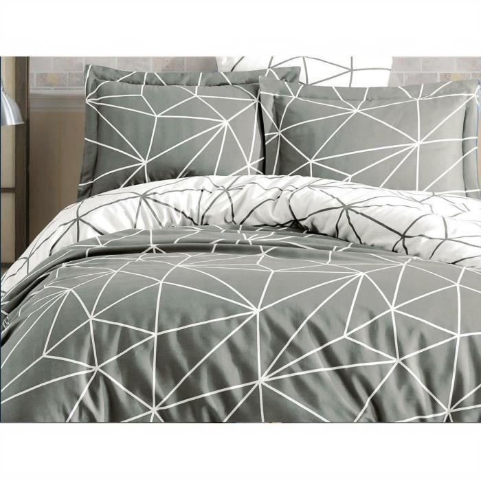 Juego de Cama 220x240 cm con 2 Fundas de Almohada 60x60 cm 100% Algodón Reforzado Gris - ASI8683743677573