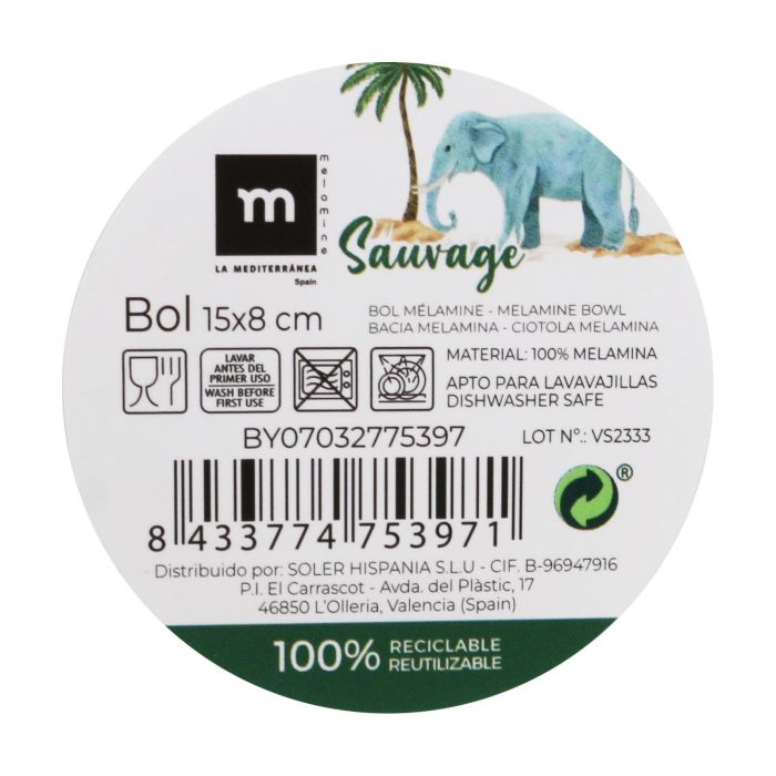 La Mediterranea Bol de Melamina Sauvage - Cuenco Decorativo de 14.5 cm de Diámetro x 7 cm de Alto (24 Unidades) 3
