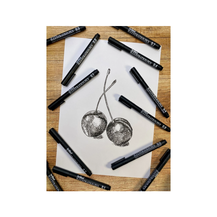 Artline EK-280W3ILN Rotulador Calibrado Micrométrico Negro Illustration Pen, Base de Agua, Trazo 0,2/0,4/0,8 mm 1