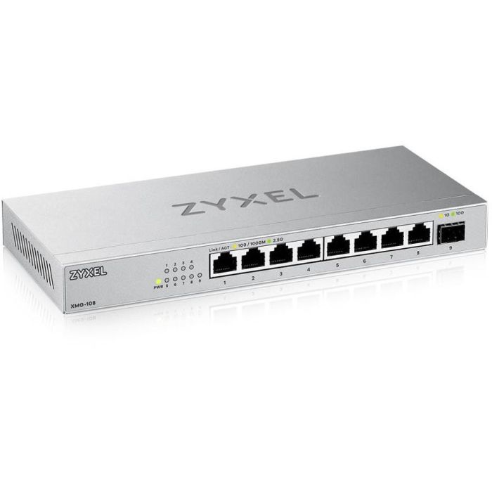Zyxel Switch No Administrado XMG-108, 8 Puertos 2.5G Ethernet (100/1000/2500), Montaje Pared, Plata 0 Zyxel Switch No Administrado XMG-108, 8 Puertos 2.5G Ethernet (100/1000/2500), Montaje Pared, Plata 0