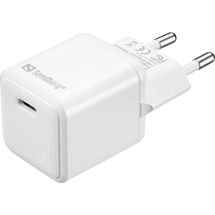Sandberg Cargador de Red USB-C 20W Power Delivery (PD) SAVER para Smartphones y Tablets - Carga Rápida Universal