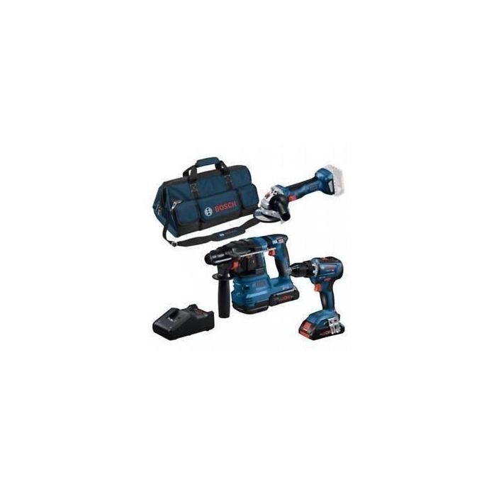 Combo-kit 3 herramientas 18V: GSR 18V-55 + GWS 18V-7 + GBH 18V-22 + 2 baterías 4.0 Ah (PC) + GAL 18V-40 (C) Combo-kit 3 herramientas 18V: GSR 18V-55 + GWS 18V-7 + GBH 18V-22 + 2 baterías 4.0 Ah (PC) + GAL 18V-40 (C)
