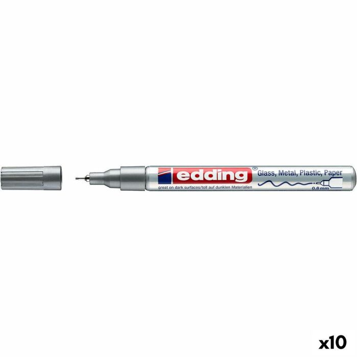 Rotulador permanente Edding 780 Plateado (10 Unidades) 4 Rotulador permanente Edding 780 Plateado (10 Unidades) 4