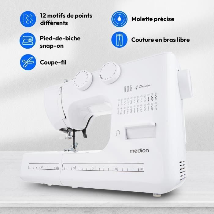 Máquina de coser - MEDION - SM 60 - 62W - 24 puntadas + puntadas dobles - 700 rpm - LED - Rosa 1 Máquina de coser - MEDION - SM 60 - 62W - 24 puntadas + puntadas dobles - 700 rpm - LED - Rosa 1