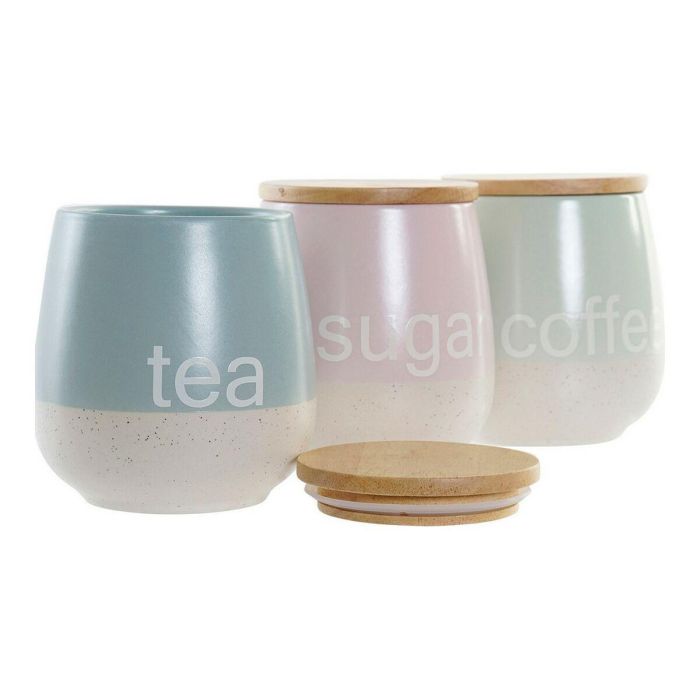 DKD Home Decor Bote Scandi Colección Pasteles Lianfeng, Gres y Rubberwood, 3 Unidades Surtidas Rosa Verde Azul 10x16x10 cm, Apto Lavavajillas 2 DKD Home Decor Bote Scandi Colección Pasteles Lianfeng, Gres y Rubberwood, 3 Unidades Surtidas Rosa Verde Azul 10x16x10 cm, Apto Lavavajillas 2