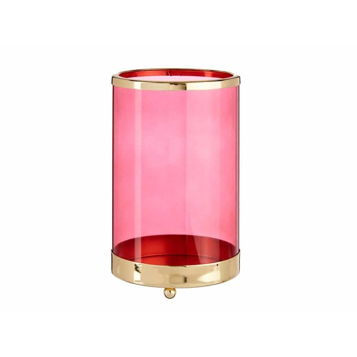 Base para Vela Cristal Cilíndrica Rosa con Metal Oro - Giftdecor 12x19 cm (8 Unidades) 1 Base para Vela Cristal Cilíndrica Rosa con Metal Oro - Giftdecor 12x19 cm (8 Unidades) 1