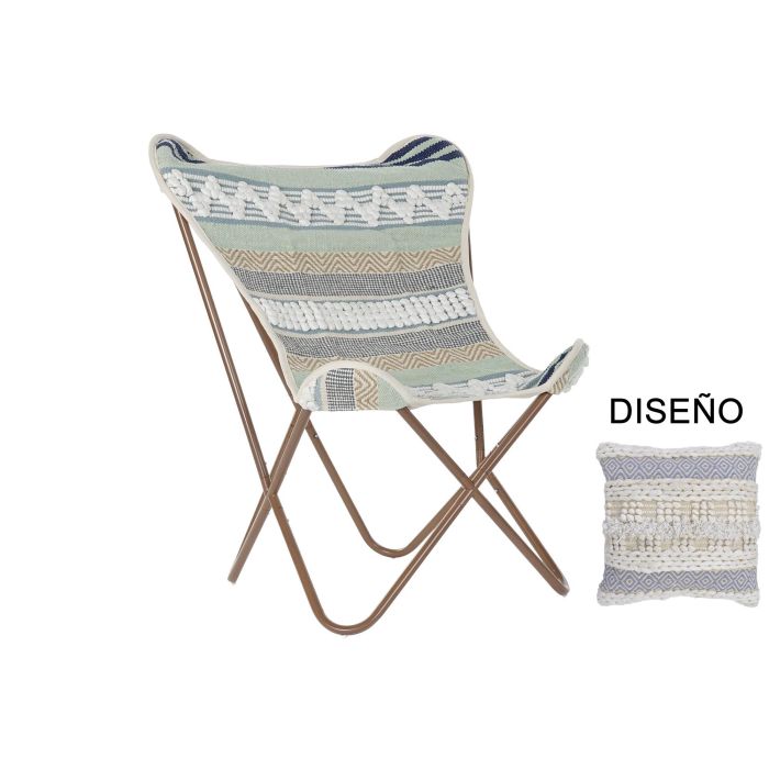 Sillon Boho DKD Home Decor Blanco Gris 65 x 90 x 74 cm